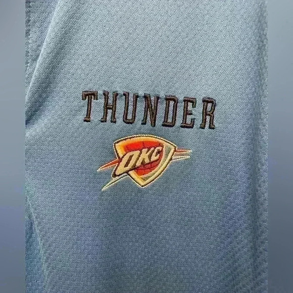 NBA Brand Men’s Oklahoma City Thunder 1/4 Zip Pullover Small Blue W/pockets EUC - Picture 2 of 8
